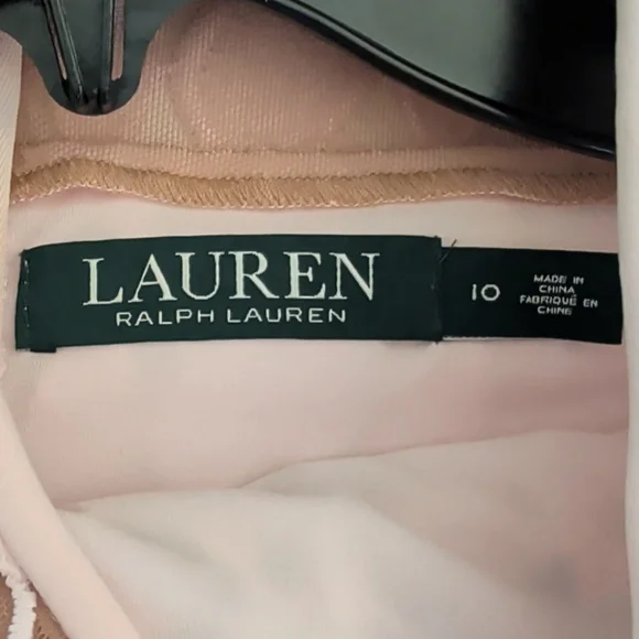 Lauren, Ralph Lauren Pink Lace Sheeth Sleeveless Cocktail Dress. Sz 10 - Picture 4 of 7